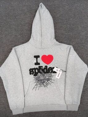 Grey I ❤️ Sp5der Hoodie